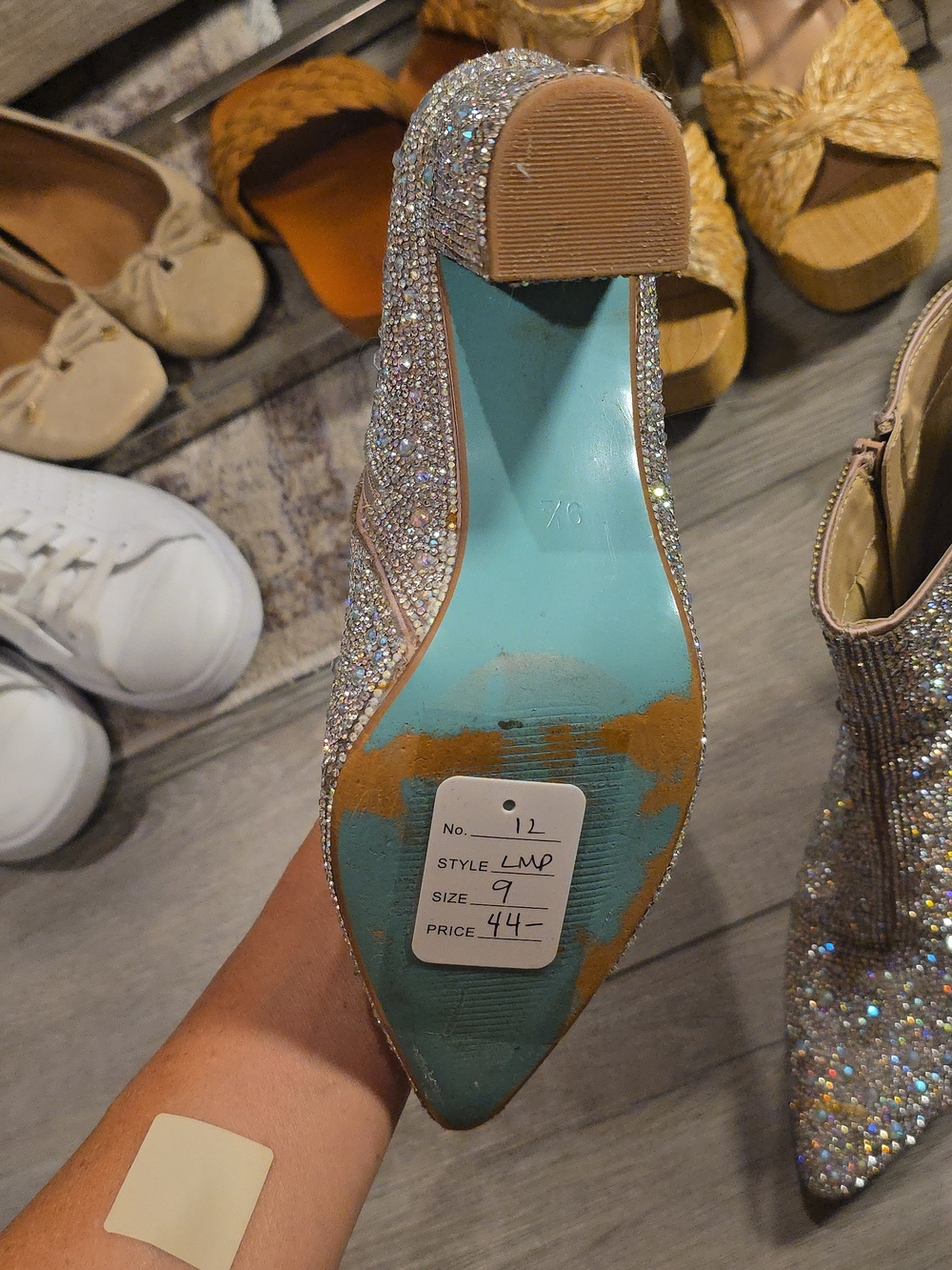 Betsey Johnson Crystal-Covered Pointed Toe Ankle Boots in Silver - Picture 5 of 5